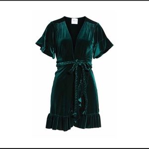 MISA Los Angeles Emerald Velvet Tie Dress
